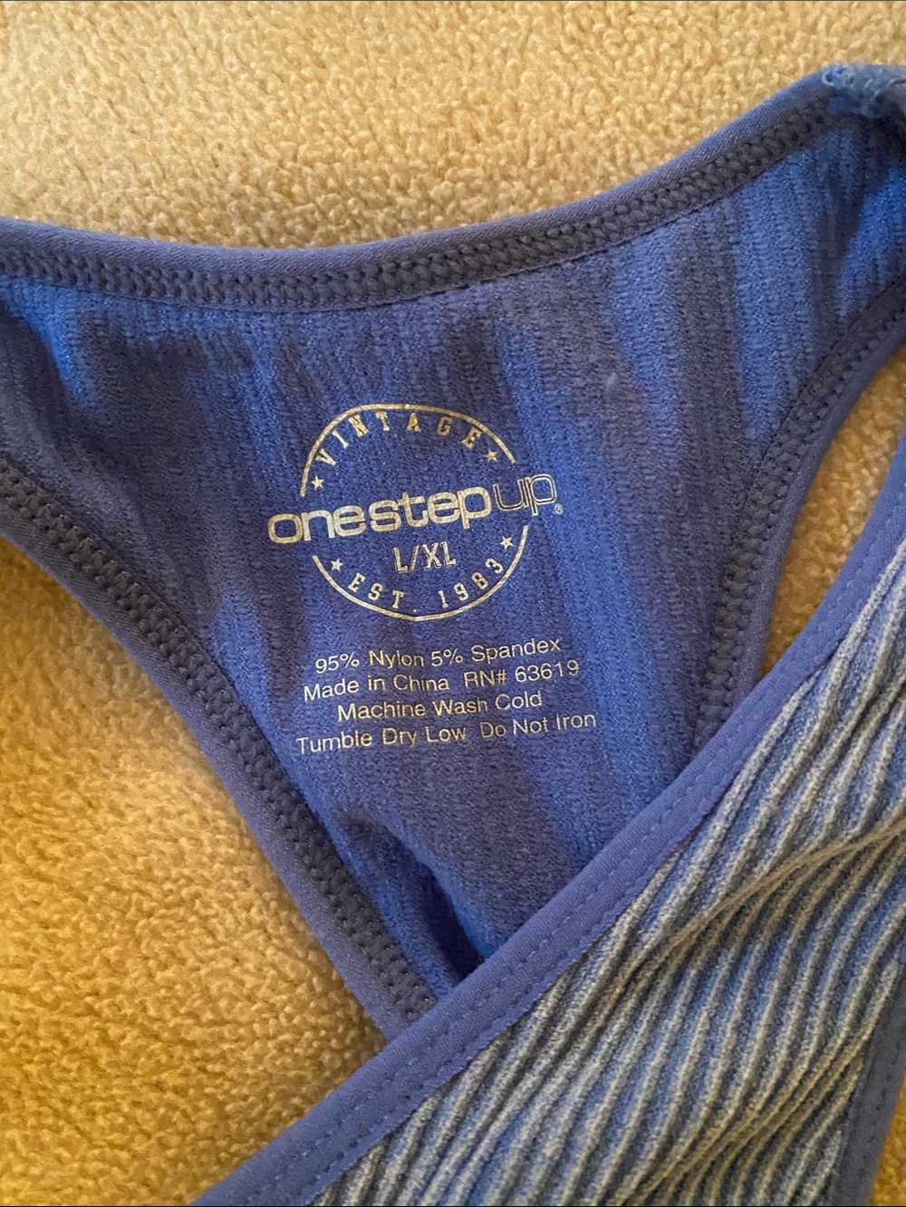 Blue Ribbed Racerback sports bra - Picture 4 of 4